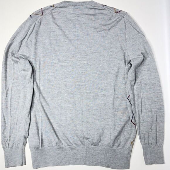 Brooks Brothers 100% Extra Fine Merino Wool Sweater Gray Argyle Men Size L (A5) - Picture 2 of 7